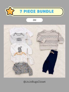 Baby Boy 3M Clothes Bundle | 7 Pieces | Amazon Essentials, Carter's & Easy Peasy